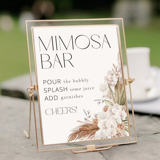 Bohemische Blumen und Feathers Mimosa Bar Poster