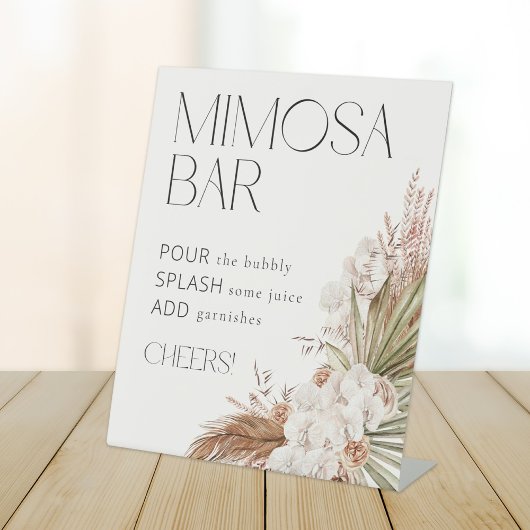 Bohemische Blumen und Feathers Mimosa Bar Sockelschild