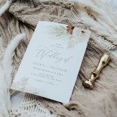 Bohemische Blumenbeige und Elfenbeinhochzeit Einladung