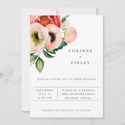 Bohemische Blumenbouquet Hochzeitseinladung Ankündigung (Vorderseite)