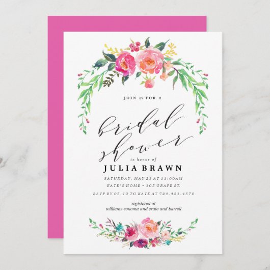 BOHEMISCHE BLUMENBrautpartyeinladung Einladung (Vorne/Hinten)