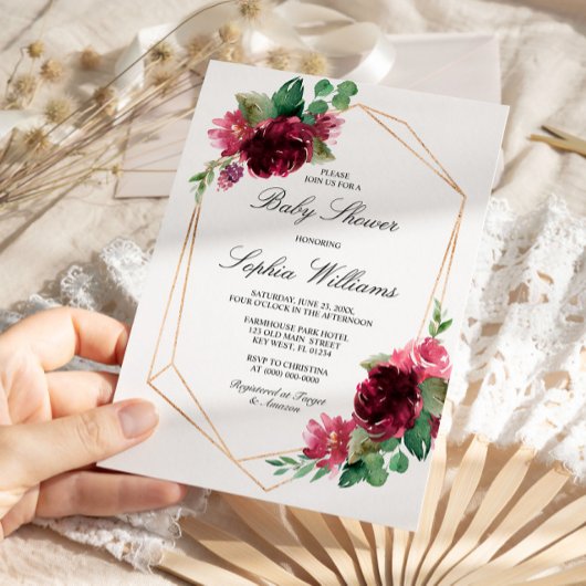 Bohemische Blumenbrundy Babydusche Einladung