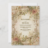 Bohemische Blumenhochzeit auf neutraler Erde Einladung (Vorderseite)