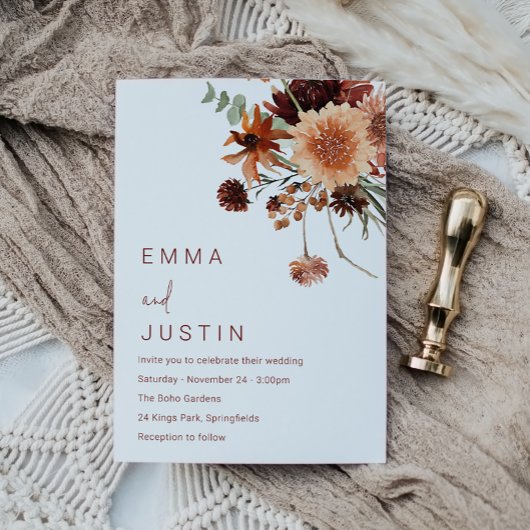 Bohemische Blumenhochzeit Einladung