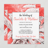 Bohemische Blumenkoralle Zeichnend Wasserfarbenhoc Einladung (Vorne/Hinten)