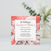 Bohemische Blumenkoralle Zeichnend Wasserfarbenhoc Einladung (Stehend Vorderseite)