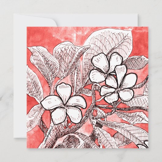 Bohemische Blumenkoralle Zeichnend Wasserfarbenhoc Einladung (Rückseite)