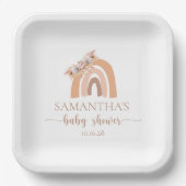 Bohemische Blumenpastel Rainbow Baby Dusche Pappteller (Vorderseite)