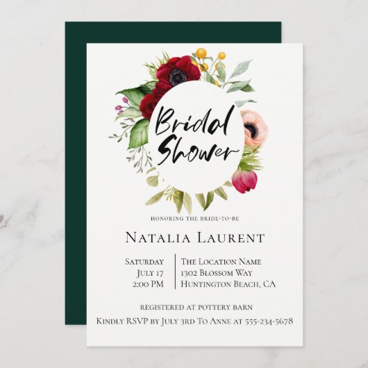 Bohemische Blumenrahmen Bridal Dusche Einladung (Vorne/Hinten)