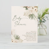 Bohemische Blumensäge Grüne Babydusche Einladung (Stehend Vorderseite)