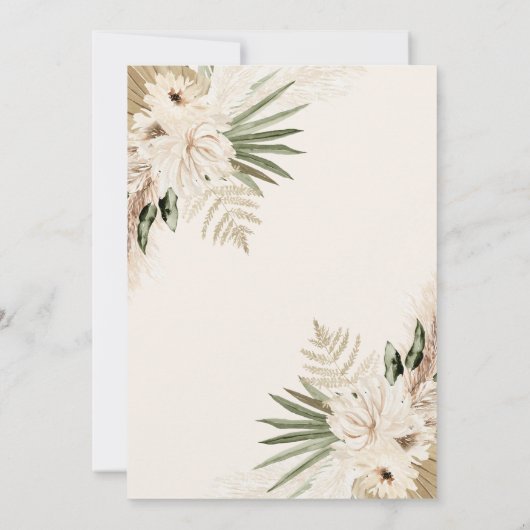 Bohemische Blumensäge Grüne Babydusche Einladung (Rückseite)