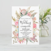 Bohemische Blumenzellenhochzeit Einladung (Stehend Vorderseite)