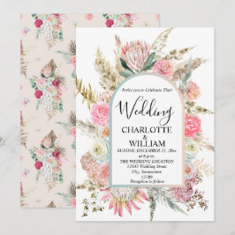 Bohemische Blumenzellenhochzeit Einladung