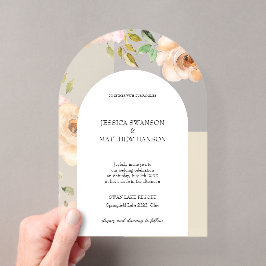 Bohemische Blush Rose Hochzeit Wasserfarben Acryleinladungen