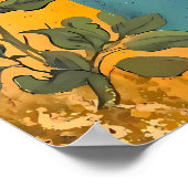 Bohemische Blüte - Wildblumen auf gestreifter Lein Poster (Ecke)