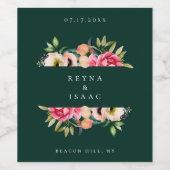 Bohemische Blüten Blumenrahmen Weinetikett (Einzelnes Label)