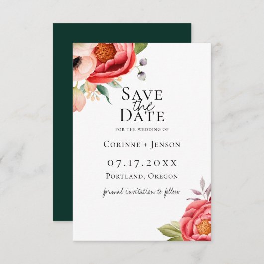 Bohemische Blüten Save the Date Ankündigung (Vorne/Hinten)