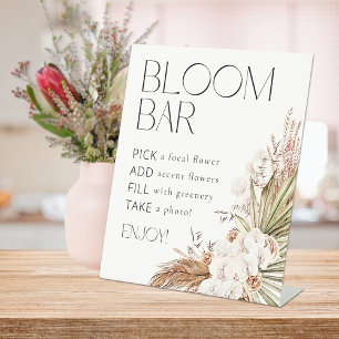 Bohemische Blüten und Federn Blüte Blume Bar Sockelschild