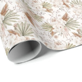 Bohemische Blüten und Federn Geschenkpapier (Rolleneckpunkt)