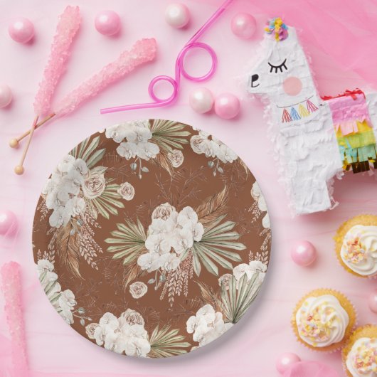 Bohemische Blüten und Federn Pappteller (Party)