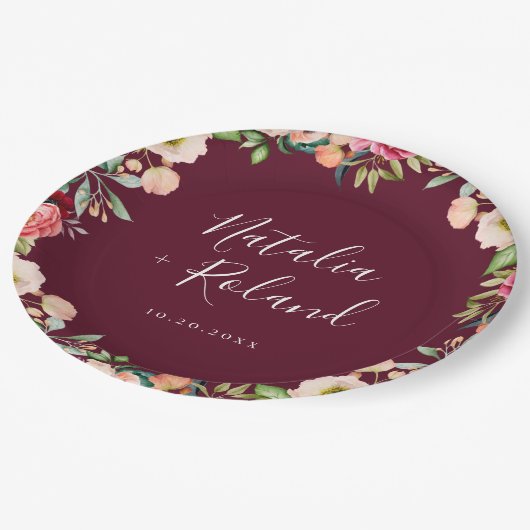 Bohemische Blütenblattplatte Pappteller (Schrägansicht)