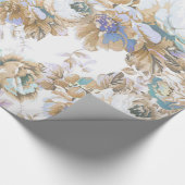 Bohemische blütenbraune aquamarine Rose Geschenkpapier (Ecke)