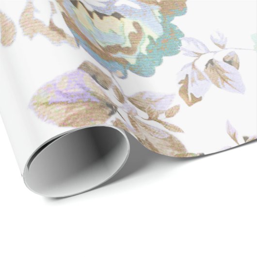 Bohemische blütenbraune aquamarine Rose Geschenkpapier (Rolleneckpunkt)