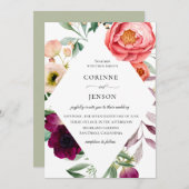 Bohemische Blütenrahmen Einladung (Vorne/Hinten)
