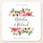 Bohemische Blütenrahmen Rechteckiger Pappuntersetzer (Vorderseite)