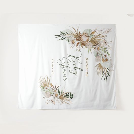 Bohemische Boho Babydusche Dekoration Hintergrund Wandteppich (Vorderseite (Horizontal))