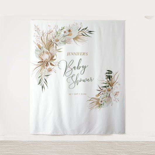 Bohemische Boho Babydusche Dekoration Hintergrund Wandteppich (Vorderseite)