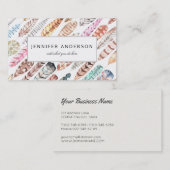 Bohemische Boho bunte Watercolor-Federn Visitenkarte (Vorne/Hinten)