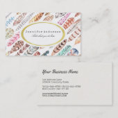 Bohemische Boho bunte Watercolor-Federn Visitenkarte (Vorne/Hinten)