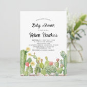 Bohemische Boho Cactus gender neutrale Baby Shower Einladung (Stehend Vorderseite)