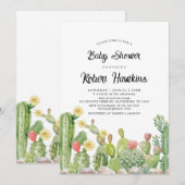 Bohemische Boho Cactus gender neutrale Baby Shower Einladung (Vorne/Hinten)