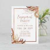 Bohemische Boho Engagement Party Rose Gold Folieneinladung (Stehend vorne)