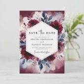 Bohemische Burgundy-Hochzeit Save The Date (Stehend Vorderseite)