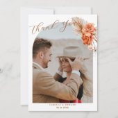 Bohemische Burnt-Orange-Blütenhochzeit Dankeskarte (Vorderseite)