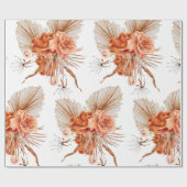 Bohemische Burnt-Orange-Blütenhochzeit Geschenkpapier (Flach)