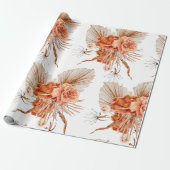 Bohemische Burnt-Orange-Blütenhochzeit Geschenkpapier (Ungerollt)