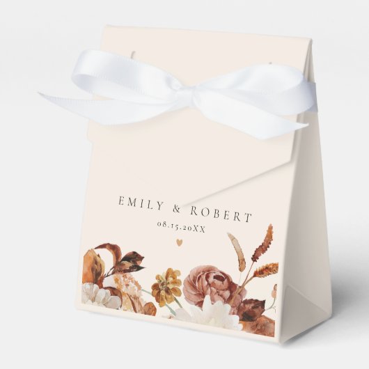 Bohemische Burnt Orange Fall Floral Wedding Geschenkschachtel (Vorderseite)