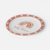 Bohemische Burnt Orange Rainbow Baby Dusche Pappteller (Schrägansicht)