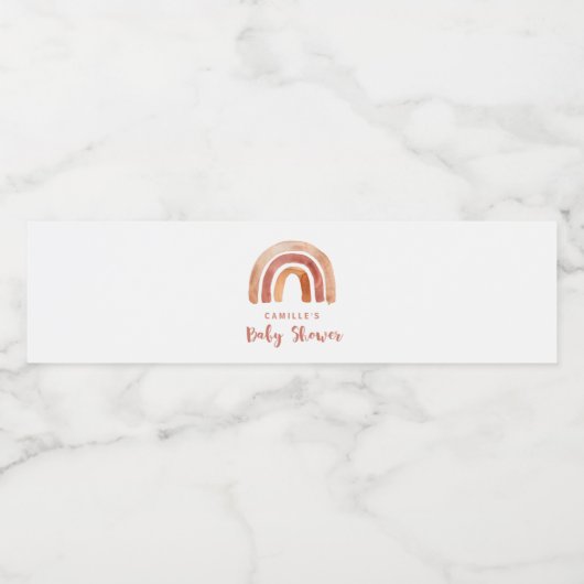 Bohemische Burnt Orange Rainbow Baby Dusche Wasserflaschenetikett (Einzelnes Label)