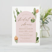 Bohemische Cactus Desert Bridal Dusche Einladung (Stehend Vorderseite)