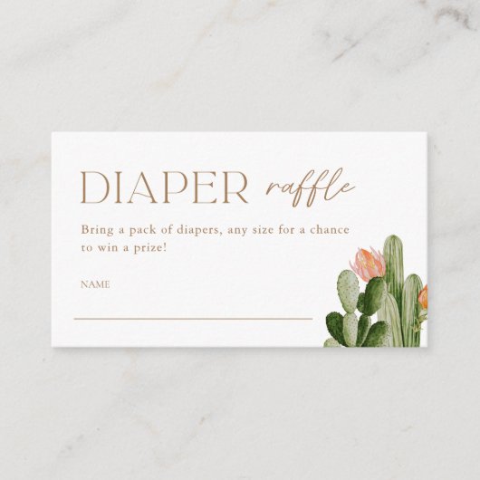 Bohemische Cactus Diaper Raffle Tickets einfügen Begleitkarte (Vorderseite)