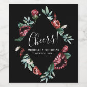Bohemische Cheers Schwarze Rote Rosen Hochzeitswei Weinetikett (Einzelnes Label)