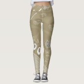 Bohemische Chintz Illustration Dusty Neutral Brown Leggings (Vorderseite)