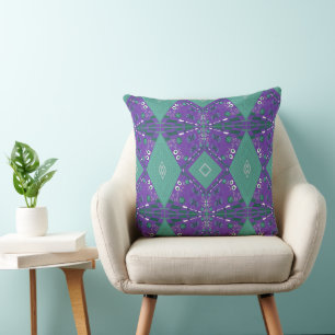 Bohemische Chintz Illustration Lila Spearmint Kissen