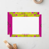 Bohemische Chintz Illustration Mustard Fuchsia Nam Mitteilungskarte (Vorderseite/Rückseite Beispiel)