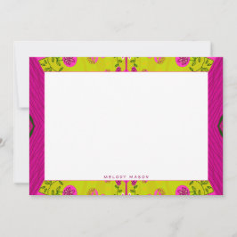 Bohemische Chintz Illustration Mustard Fuchsia Nam Mitteilungskarte